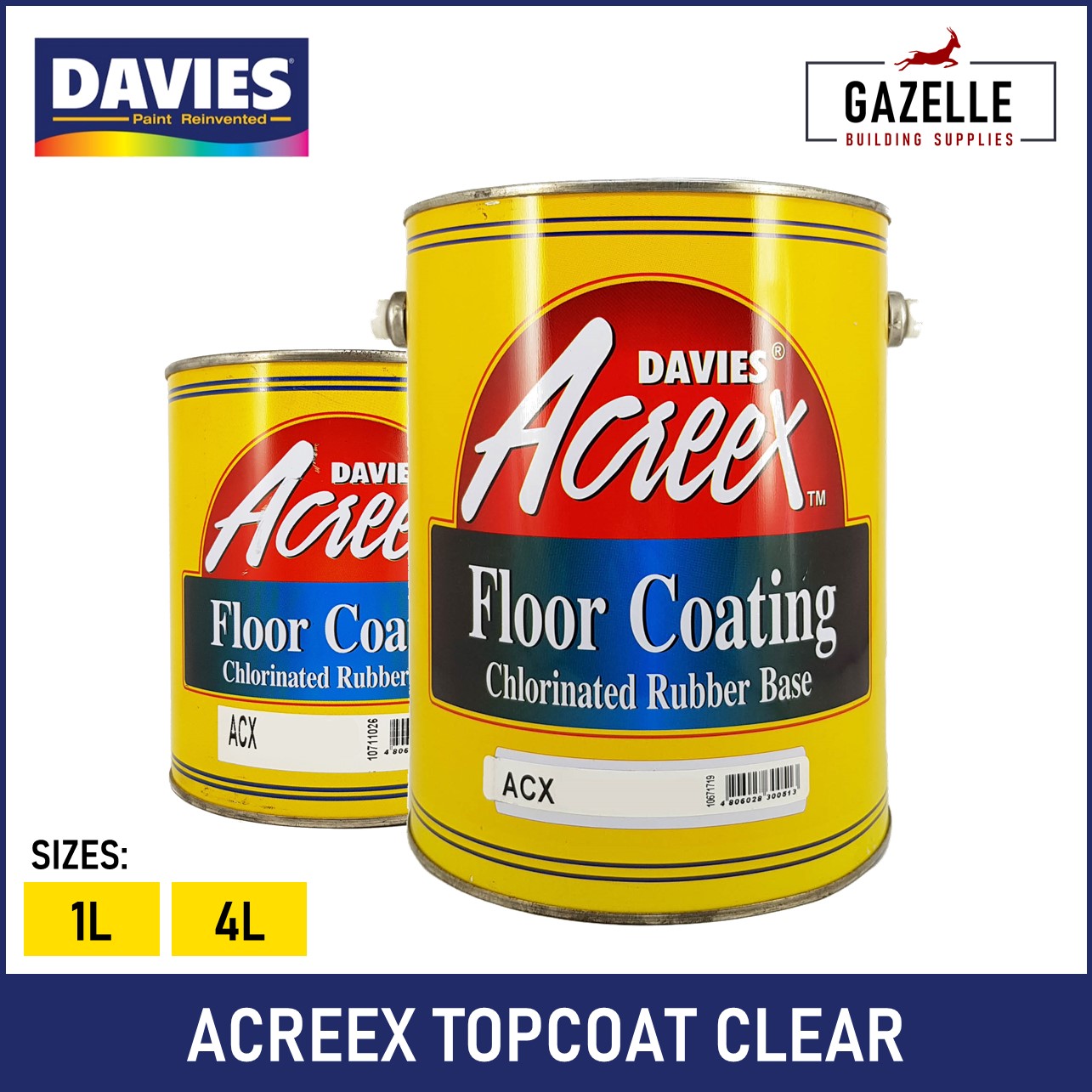 Davies Acreex Rubberized Floor Paint Topcoat Clear / Reducer / Tile