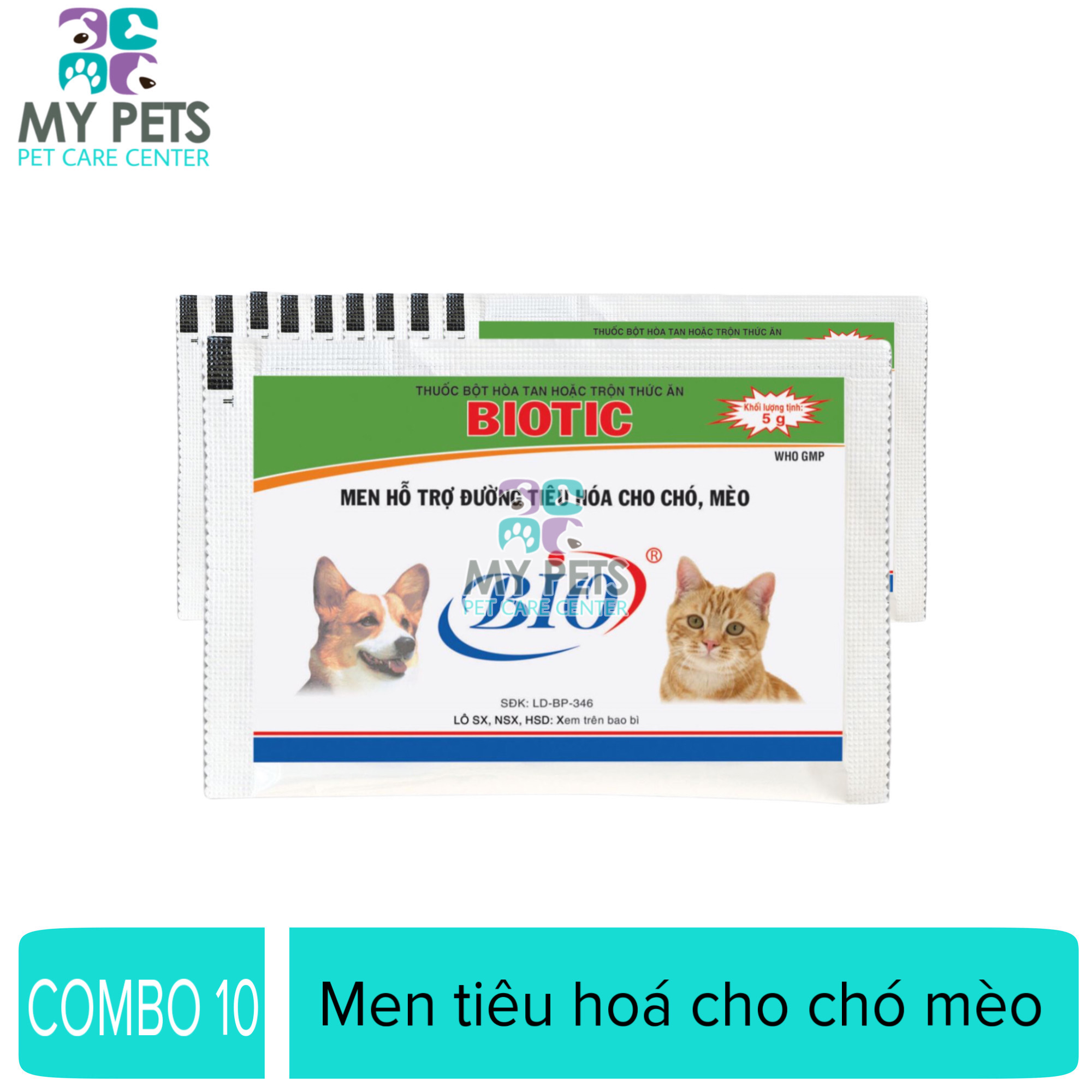 Men tiêu hóa hỗ trợ đường ruột cho chó mèo - 10 gói Biotic