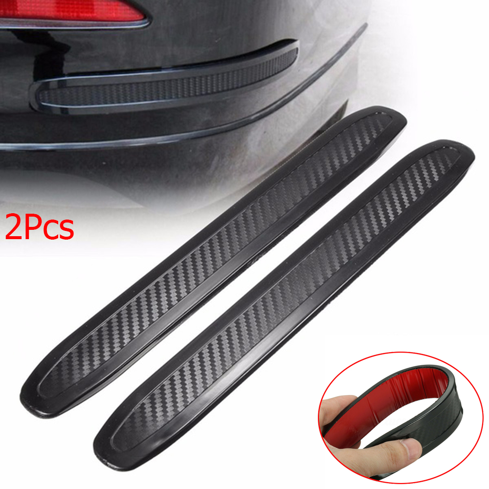 2Pcs Practical Universal Protector Carbon Car Bumper Strip Scratch Guard Anti-rub Front/Rear Corner