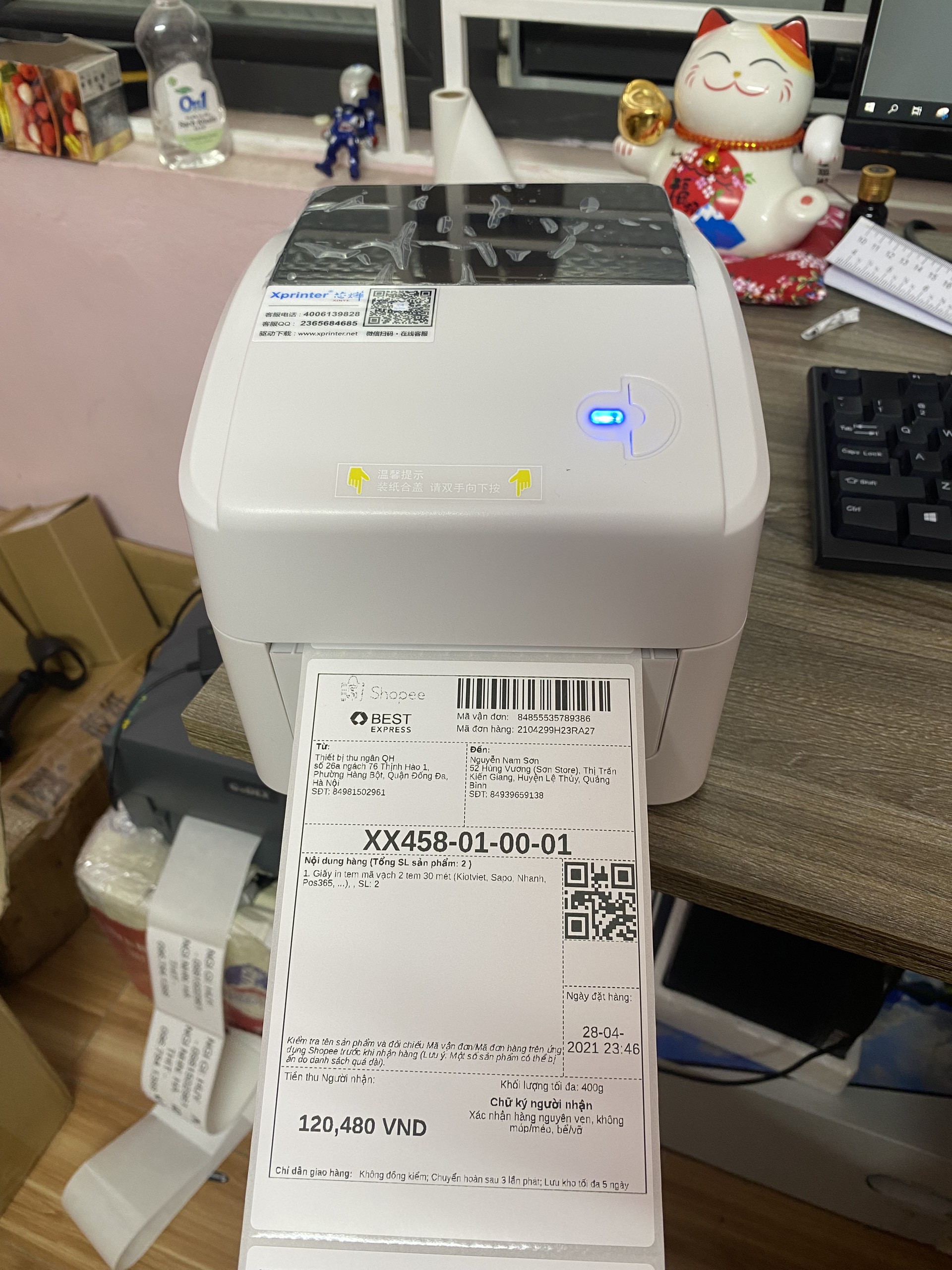 [CHÍNH HÃNG XPRINTER] Máy in đơn hàng, in tem, mã vận đơn XP-420B USB