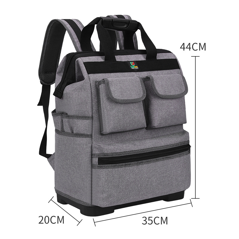 Plastic bottom double shoulder tool backpack large housekeeping service pack cleaning backpack Oxford cloth tool kit portable