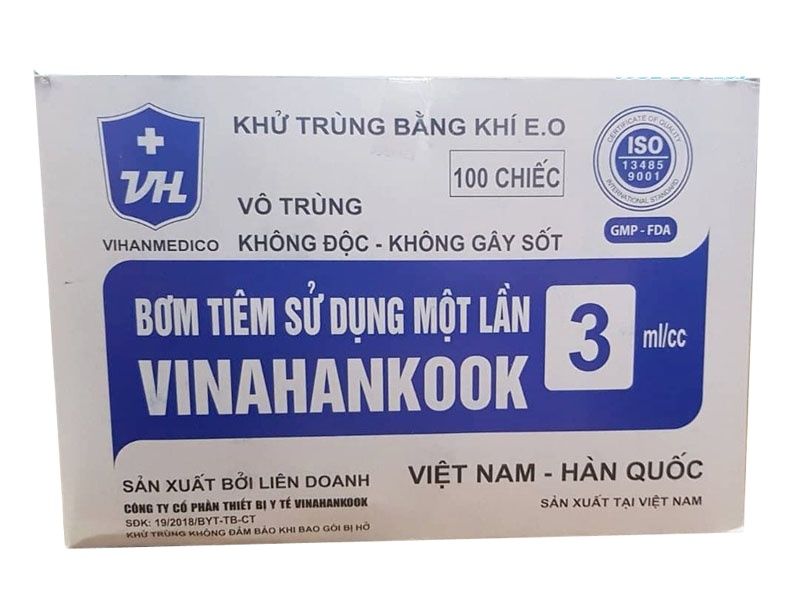 Bơm tiêm sử dụng 1 lần 3ml/cc Vinahankook