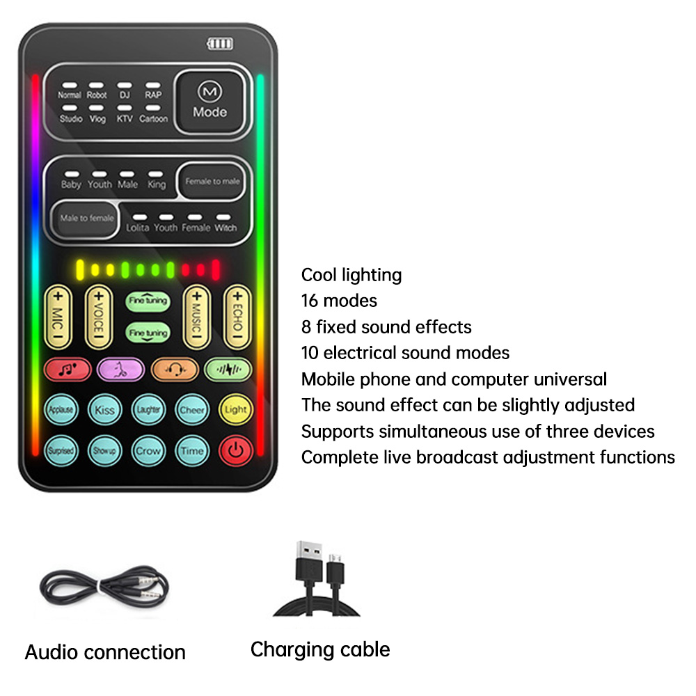【Top-rated】 i9 Voice Changer Mini Multiple Audio Effect -Compatible Live Sound Cards Ultra-Thin Portable Live Sound Card Mic Tool.