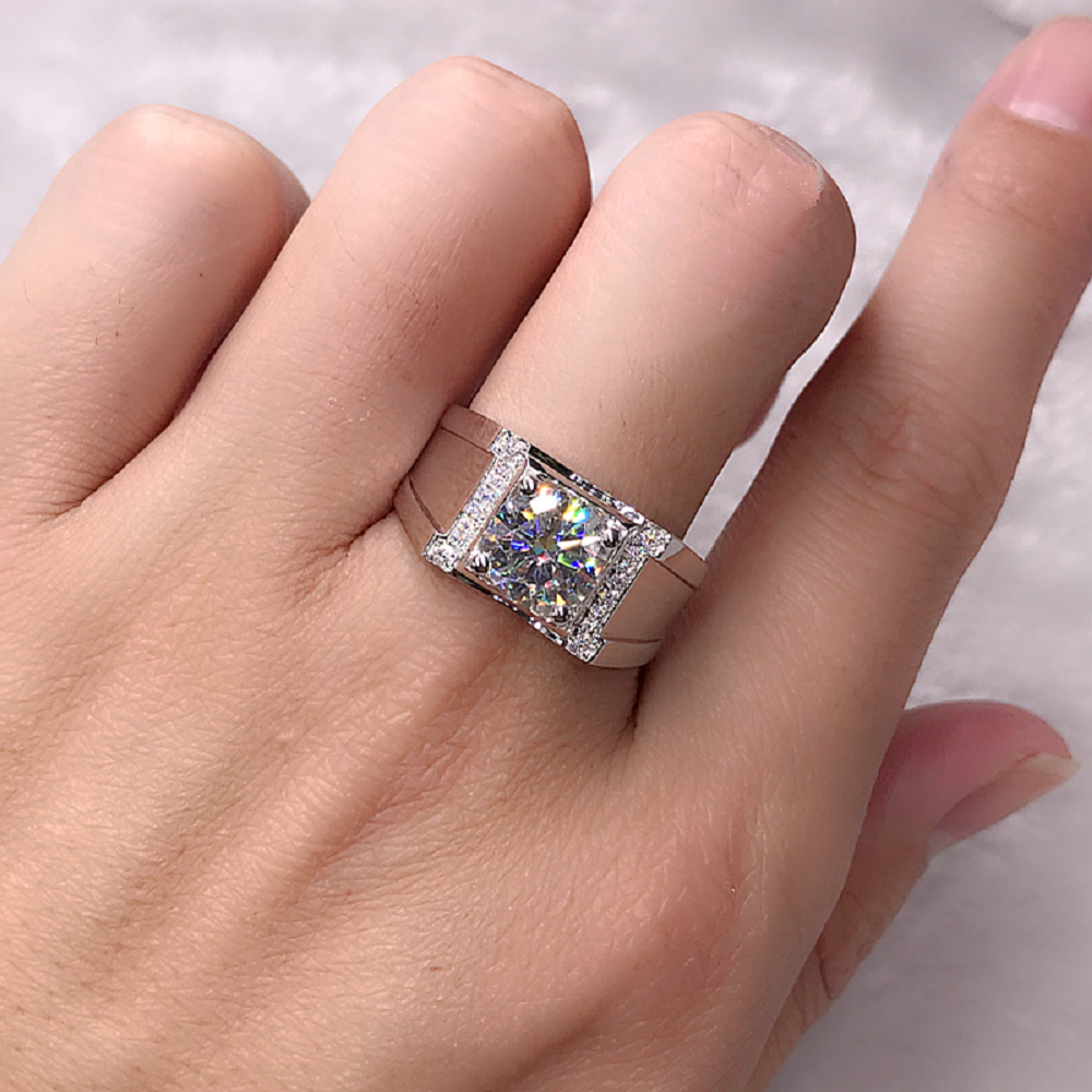 %E3%80%90I%20was%20hyped%20up%E3%80%91Chiba%2018K%20White%20Gold%20Moissanite%20Men's%20Diamond%20Ring%20Men's%20Rose%20Gold%201%20Diamond%20Ring%20Sandblasted%20Frosted%20White%20Gold%20Ring%20-%20Image%203