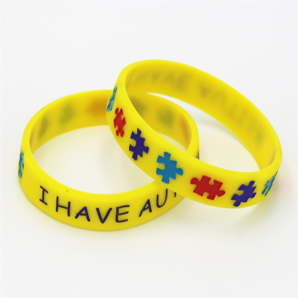 3d41dddf】4PCS I Have Autism Puzzle Silicone Bracelets&Bangles