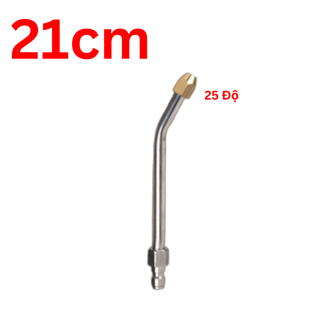 Thanh nối dài đầu uốn cong tích hợp béc phun 25 độ cho máy rửa xe cao áp