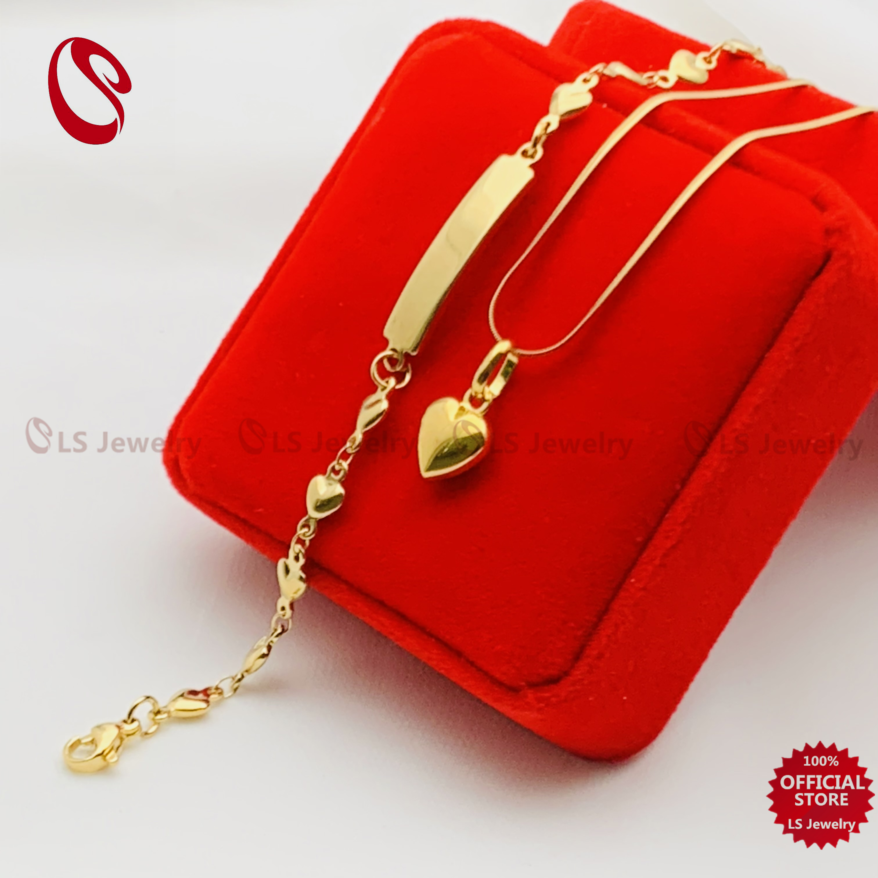 LS jewelry 18k KIDS Gold stianless steel hypoallergenic heart cross