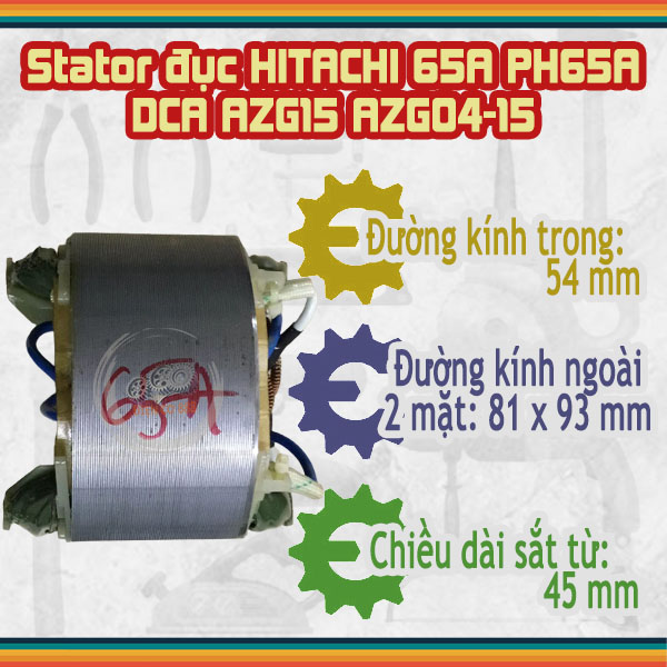 Stator đục hitachi ph-65a, dca azg15, azg03-15, azg04-15, feg