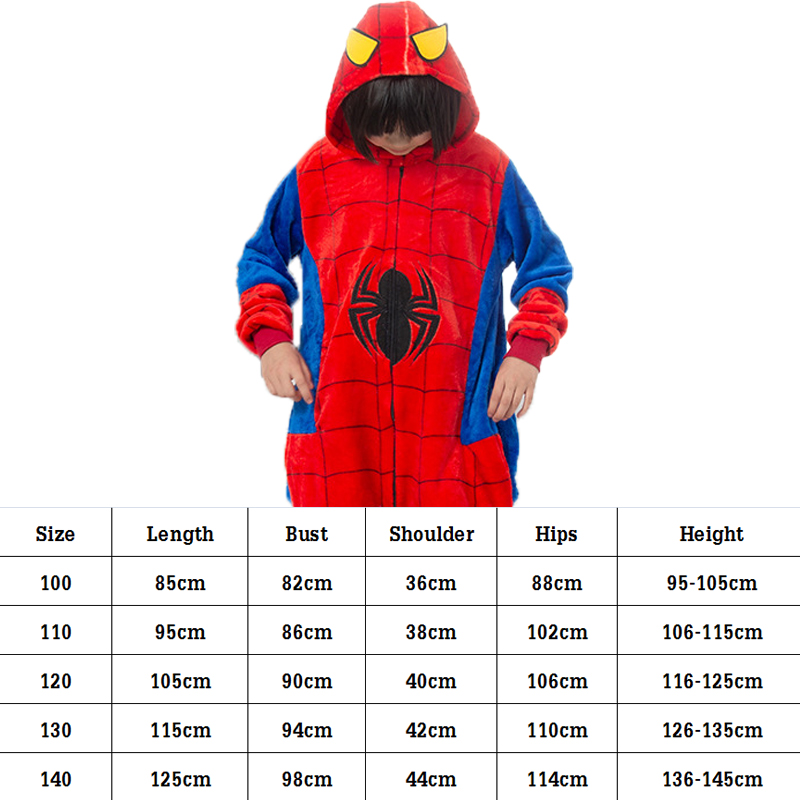 Spider Man Onesie Children Anime Kigurumi Sleepwear Super Hero Cosplay Costume Halloween Pajama Jumpsuit For Boy (Without shoes)