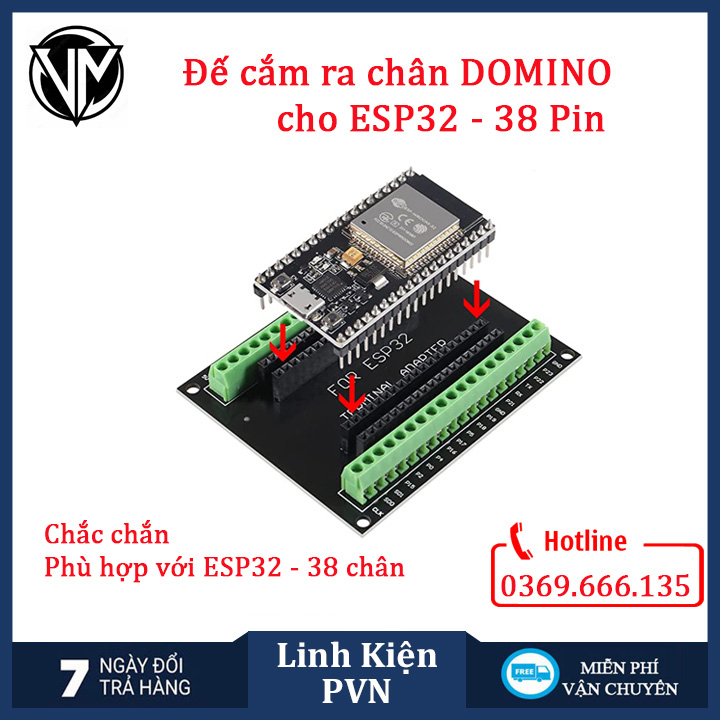 Đế ra chân Domino cho ESP32 38Pin