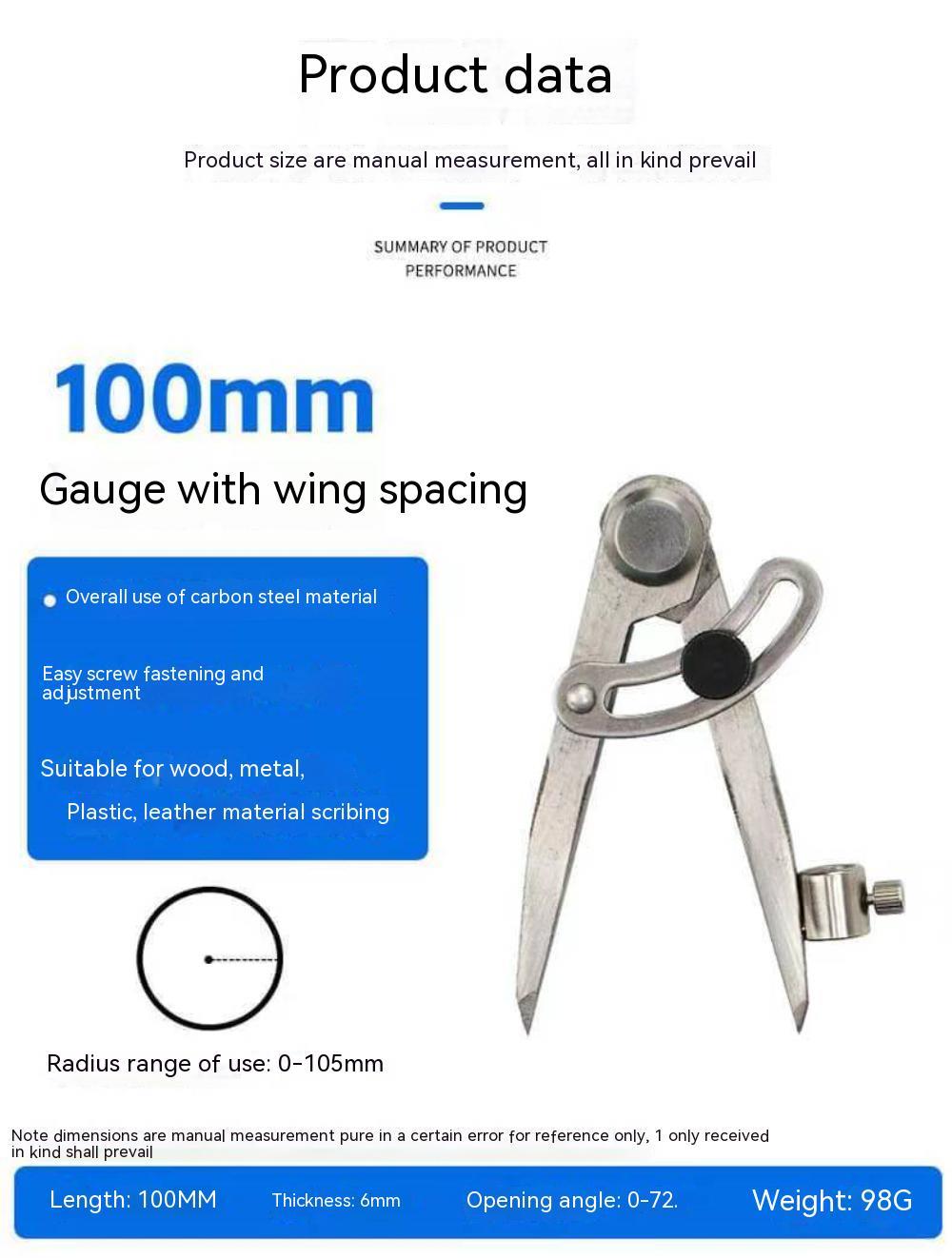 Holiday discounts Woodworking Compass Drawing Carpenter Compass 100MM-200MM Circular Marking Tool Design Layout Tool For Geometry Drawing Drafting