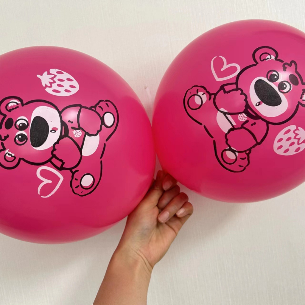 Set 10/30/50 bonɡ bóng tròn in mặt gấᴜ hồng dâu tây losto size 10"