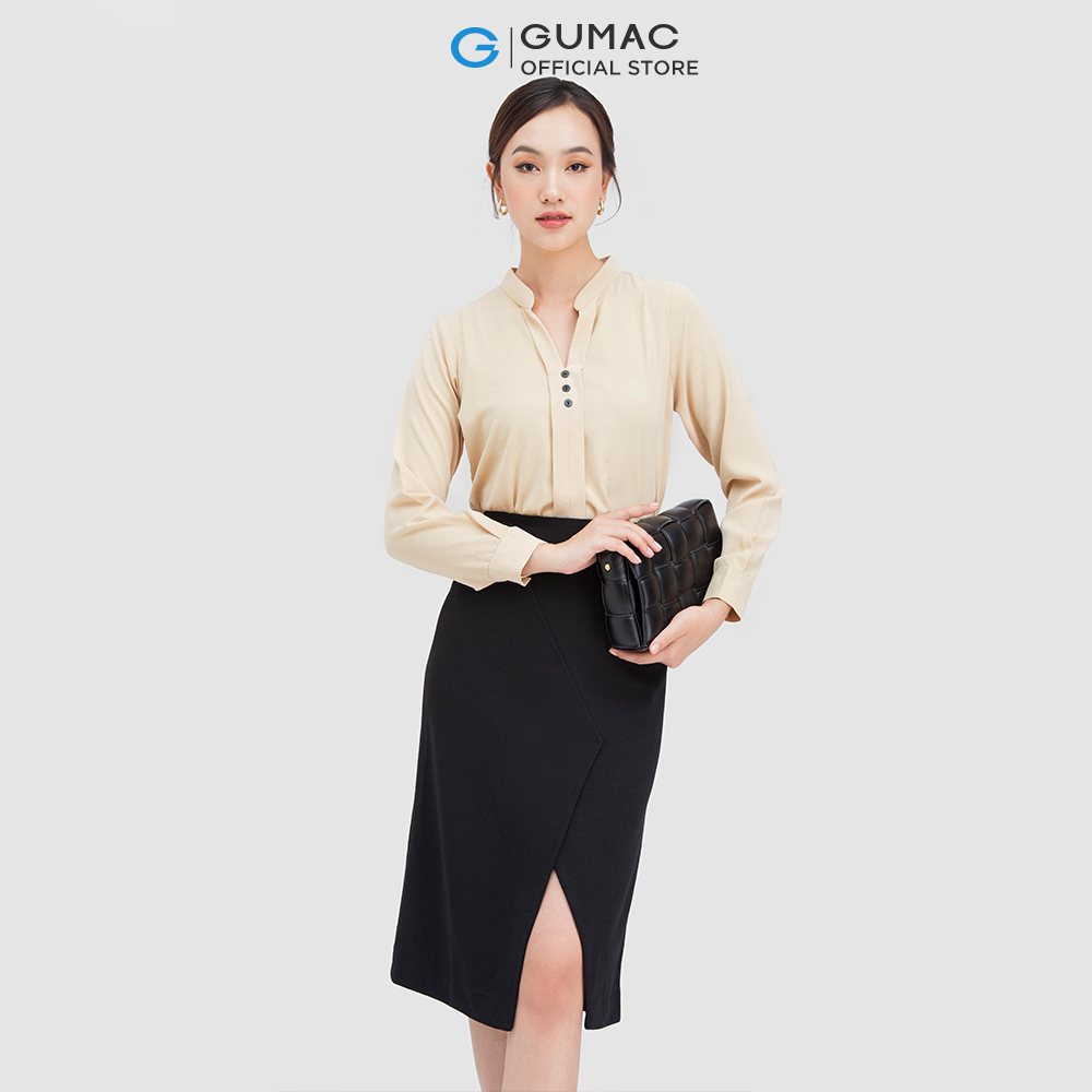 [CHỈ 4-6.4 | TẶNG ÁO THUN ĐƠN 799K] Áo sơ mi nữ GUMAC AC05005 phối 3 nút