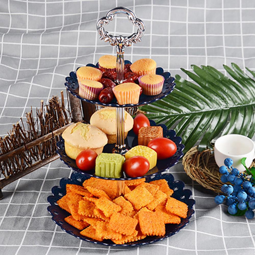 Portable Three Layer Fruit Plate Cake Candy Dessert Storage Container ...