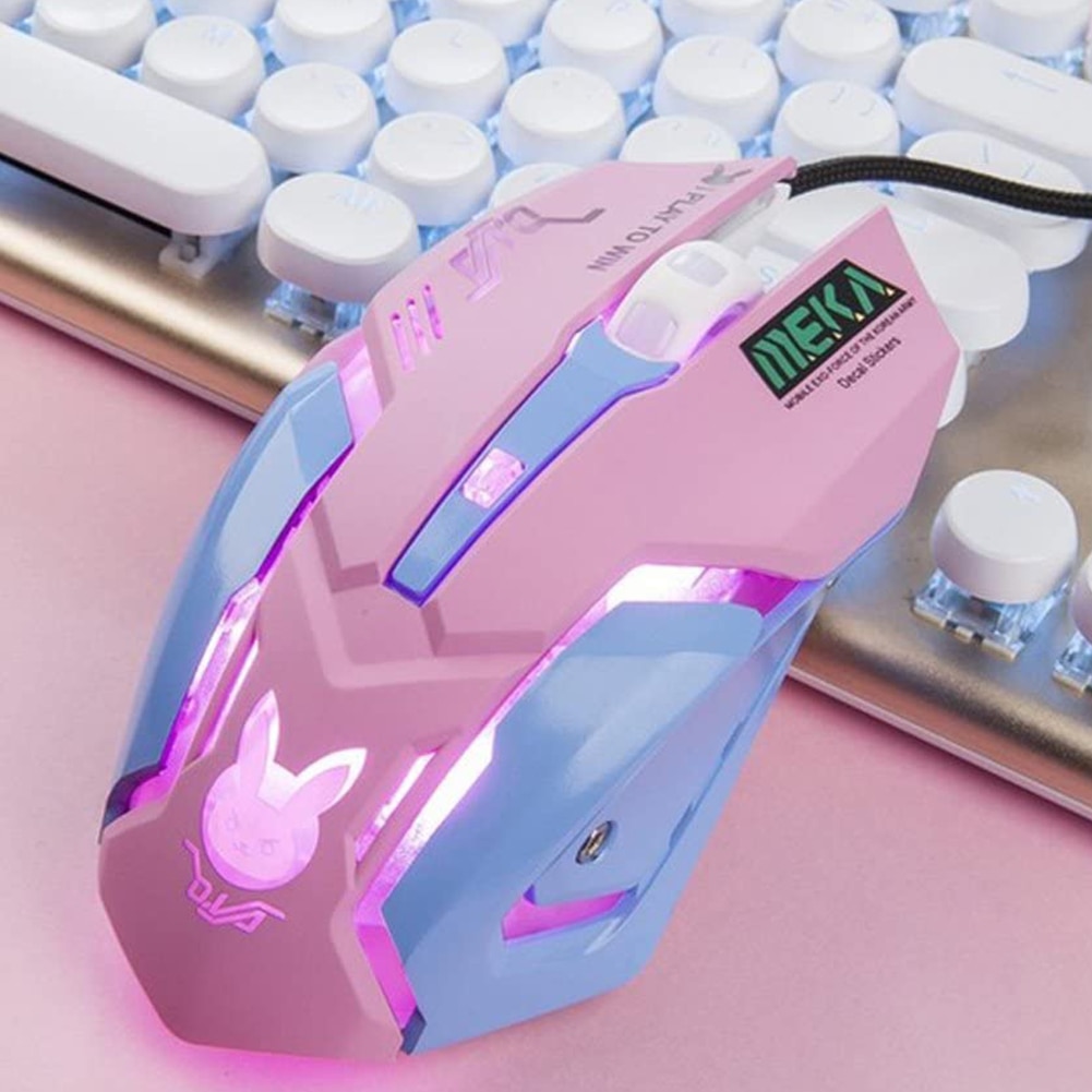 Breathing LED USB Wired Optical Mouse 2400Dpi PC Laptop Desktop Computer 6 Buttons Gaming Mice For OW DVA Overwatch Dropshipping