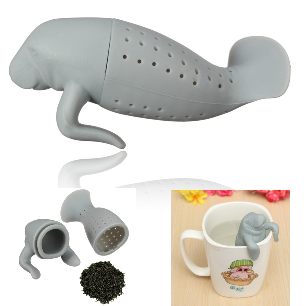 Manatee Diffuser Manatee Tea Infuser Strainer Silicone Loose Herbal Spice Filter ...