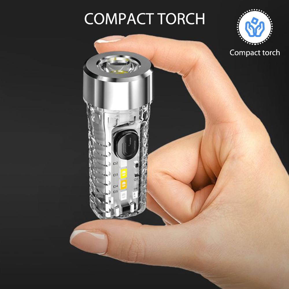 Đèn pin cầm tay siêu sáng móc treo đèn không thấm nước Mini Đèn Pin Cắm trại Có thể sạc qua USB 8 chế độ 3 bánh răng cho trường hợp khẩn cấp ngoài trời