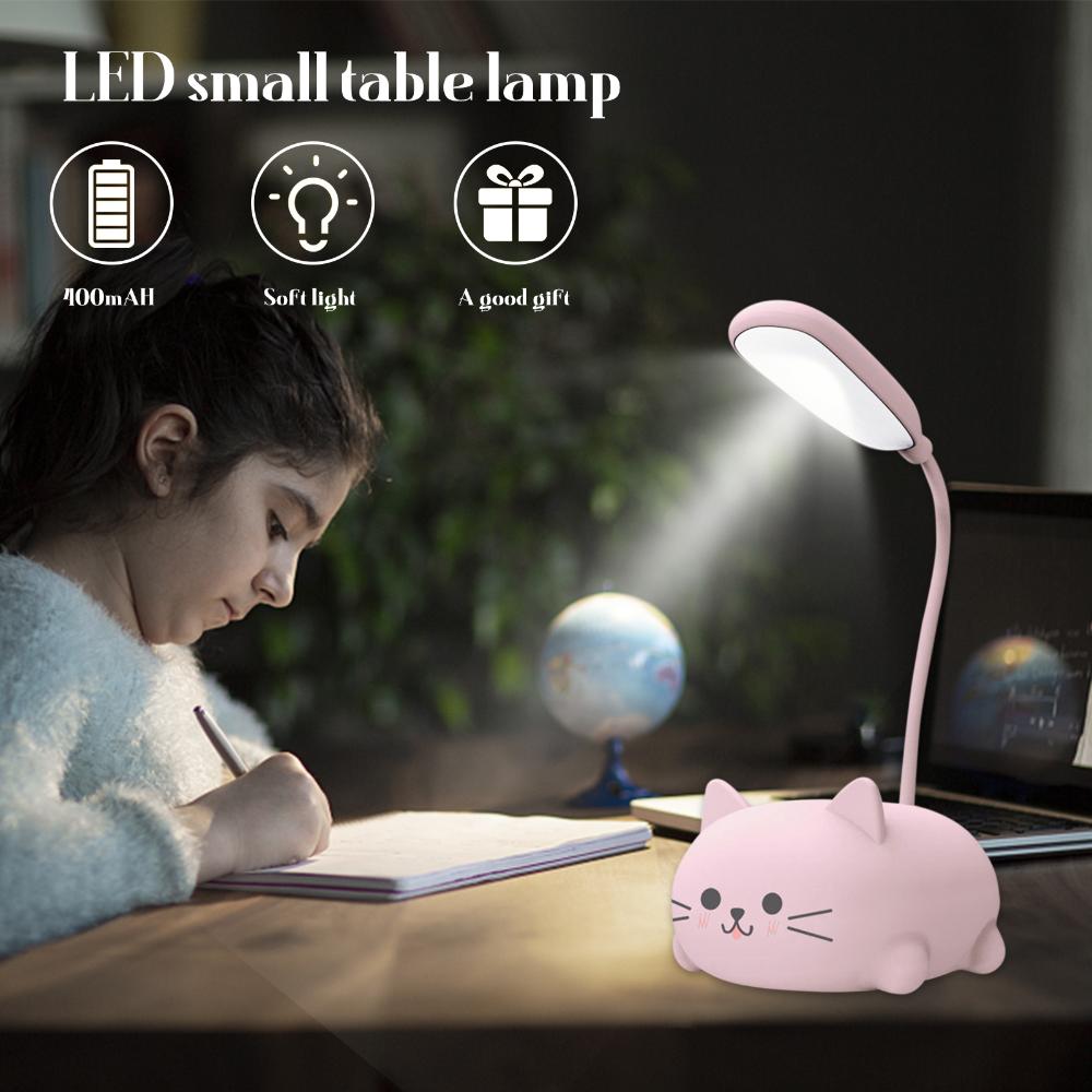 【New Arrival】USB Student Learning Light Foldable Cute Cat Portable Lamp Rechargeable 400mAh Adjustable Gooseneck Kids Gifts for Bedroom Office