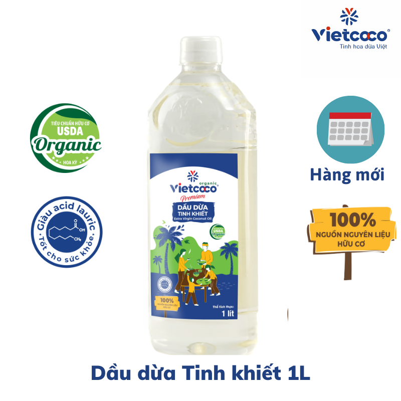 Dầu dừa Vietcoco chai PET 1000ml tinh khiết