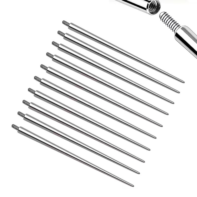 Eyebrow nail perforated tattoo 316L auxiliary rod 1.0 tooth guide needle internal and external threaded rod belly button nail insertion needle lip nail. 