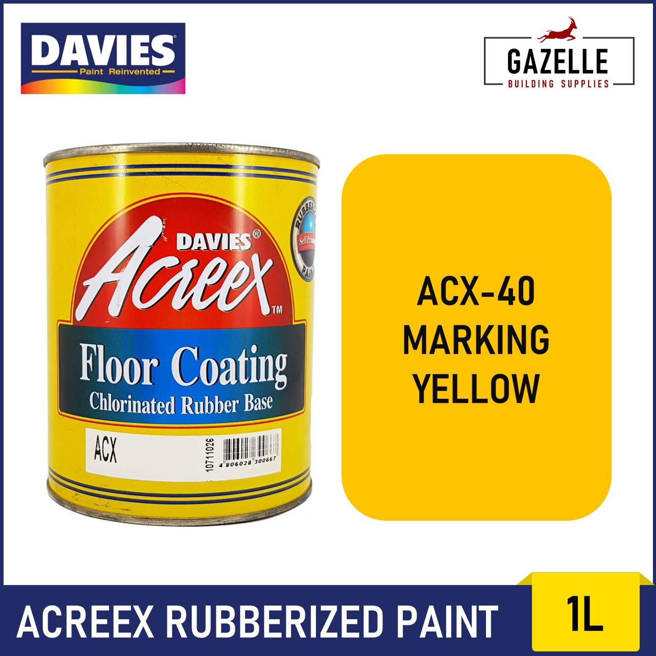 Davies Acreex Rubberized Floor Paint Marking Yellow - 1L | Lazada PH