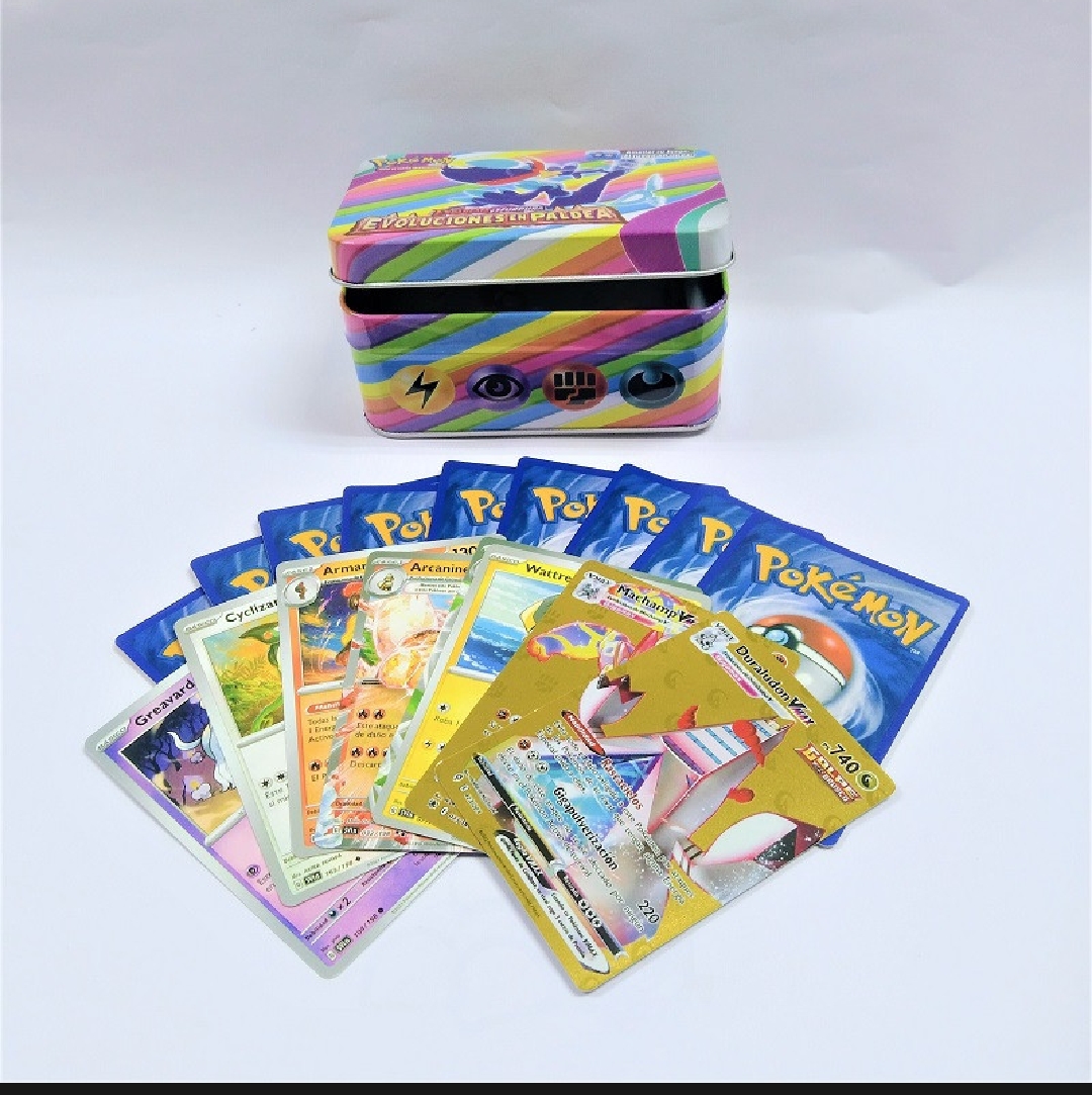Kids Trading Pokemon Cards Set With Metal Box and 50 Cards Crown Zenith Model Set - A1000. 