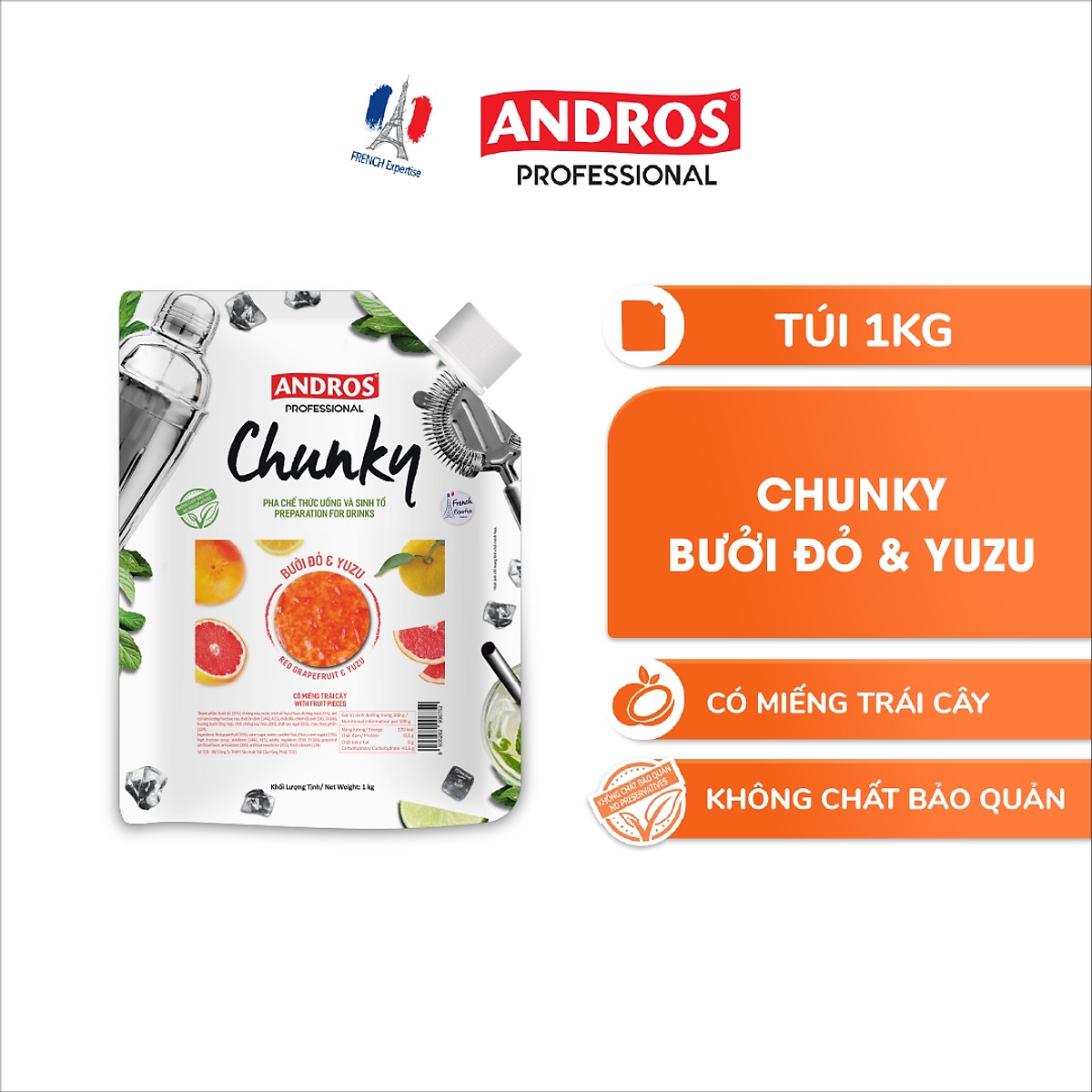 Mứt trái cây Chunky gói 1kg nhiều mùi