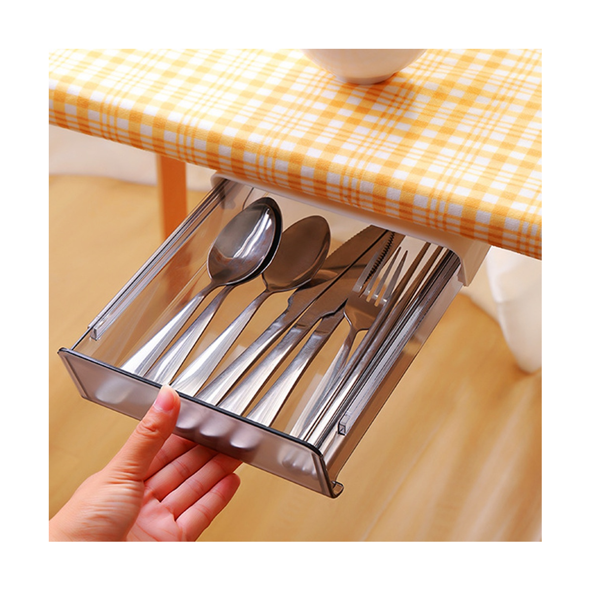 Under Desk Drawer Organizer No-Punch Strong Under Table Storage Box Grocery Storage