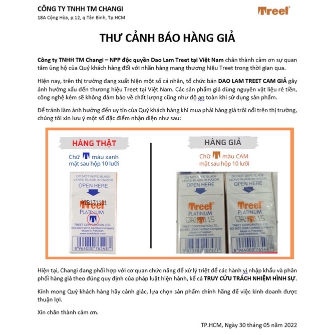 Hộp lẻ dao lam Treet cam (Hộp 10 lưỡi)