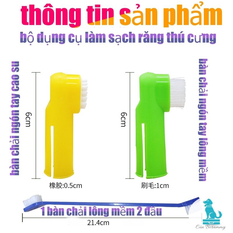 [Hoàn Tiền 10%]Bàn chải đánh răng cho chó mèo - bộ đánh răng cho thú cưng