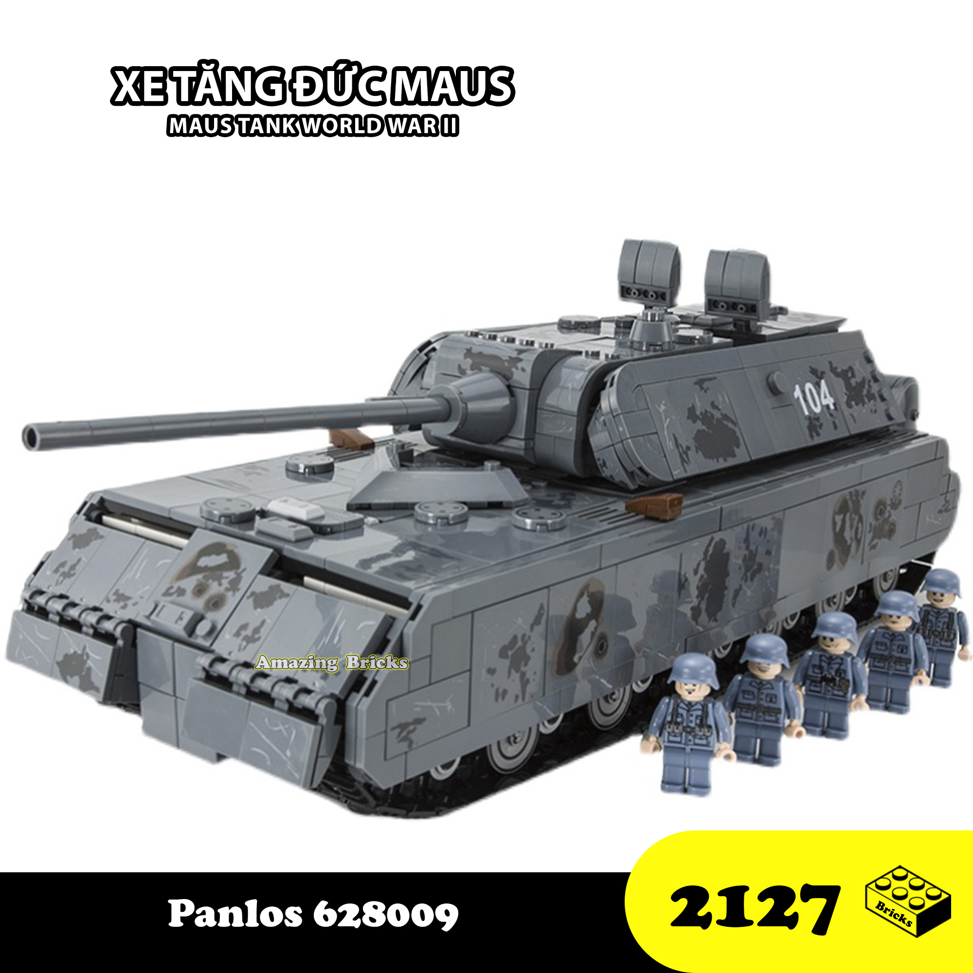 Đồ chơi Lắp ráp Xe Tăng Đức hạng nặng Maus, Panlos 628009 War World II Tank