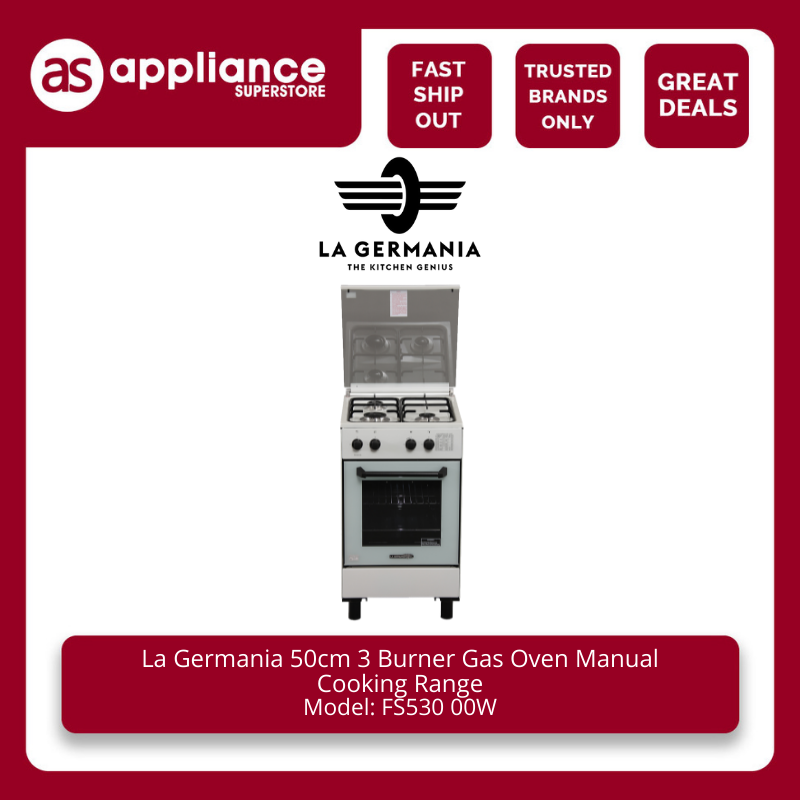 La Germania 50cm 3 Burner Gas Oven Manual Cooking Range FS530 00W