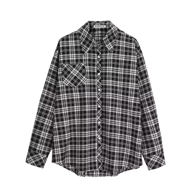 KYUSHUAD Men's classic versatile retro long-sleeved plaid shirt High-end casual shirt that can be worn inside or outside