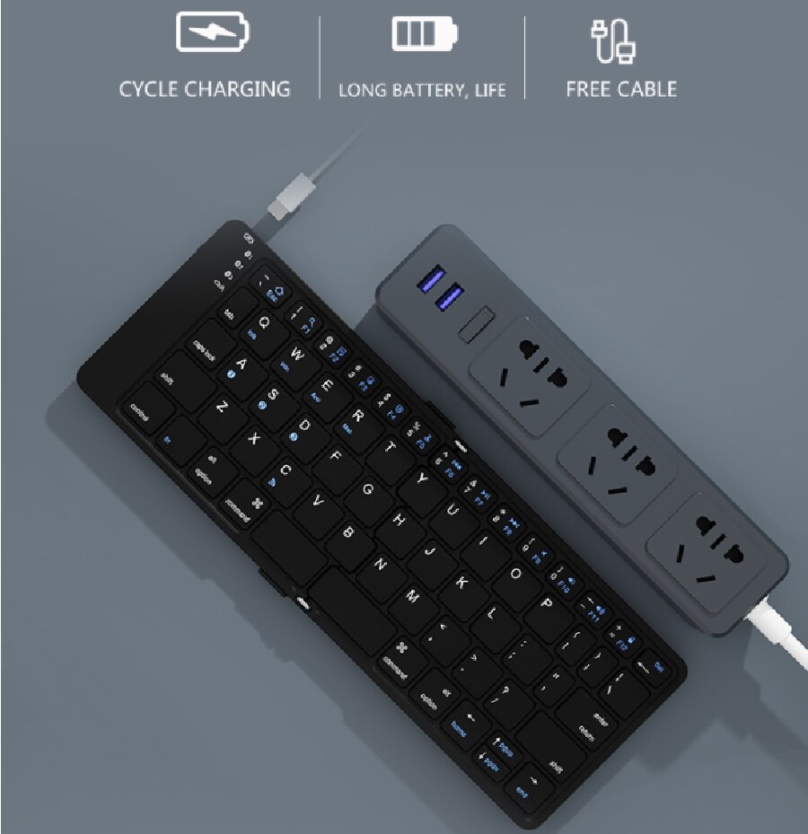 Bow Bàn phím Bluetooth có thể gập lại không dây có thể sạc lại Bàn Phím Gấp 2.4G Bàn Phím Cho Iphone máy tính xách tay iPad Máy Tính Để Bàn
