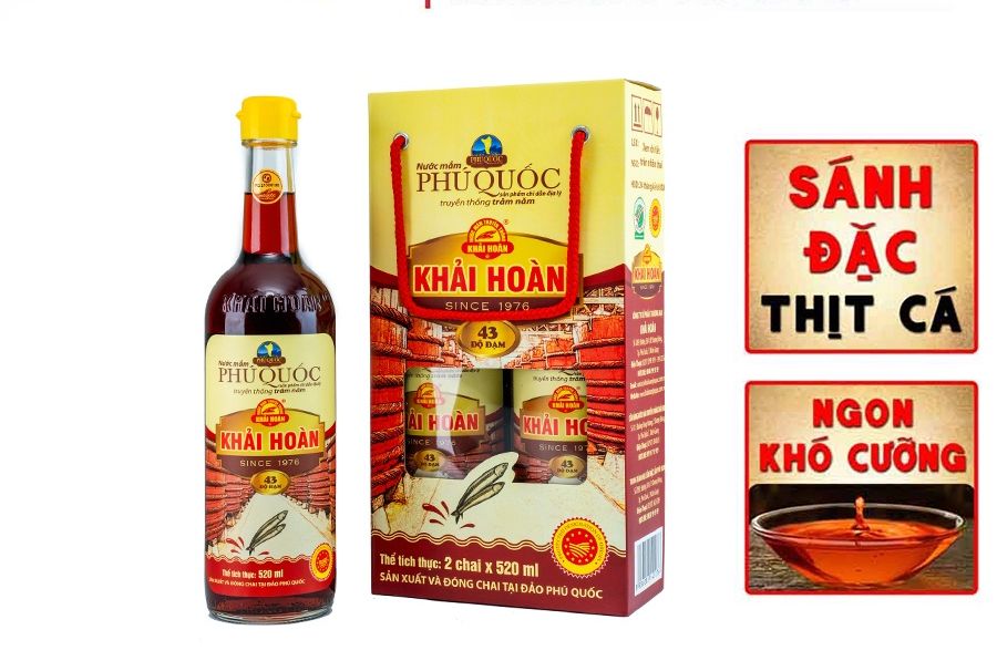 Nước mắm Khải Hoàn Phú Quốc 43 độ đạm (cặp 2 chai 520ml)