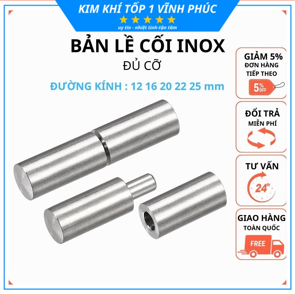 Bản lề cối tiện inox phi 19 22 25mm