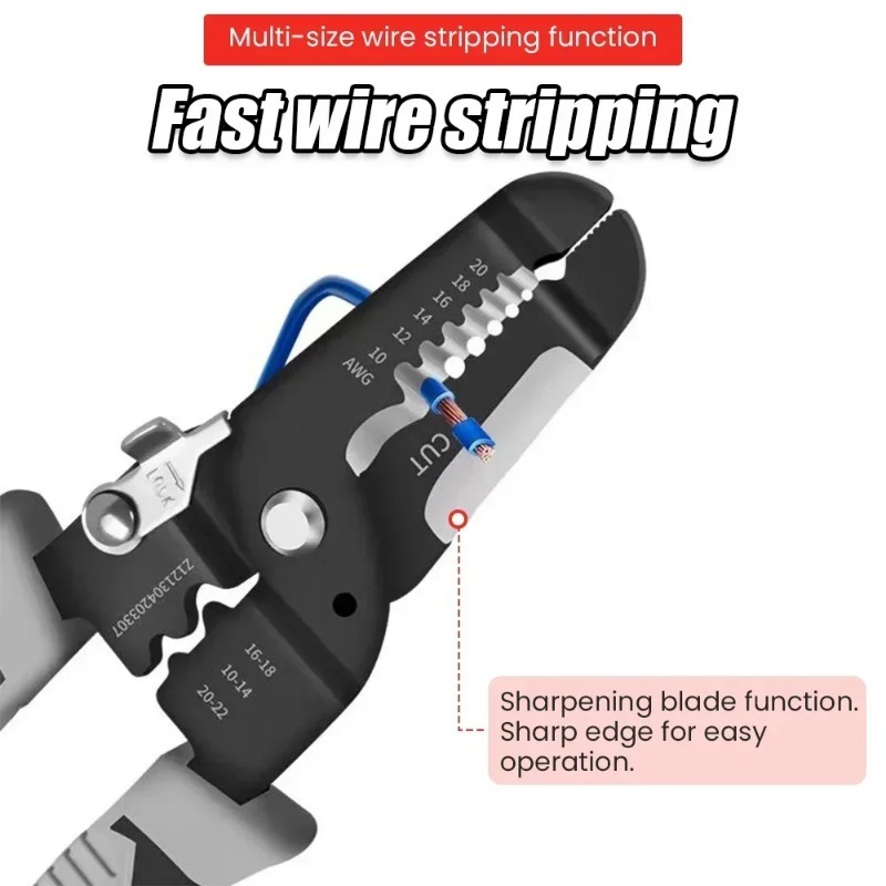 Wire Stripper Wire Puller Cutter Multifunctional Labor-Saving Repair Scissors Wire Stripping Crimping Pliers Hand Tool