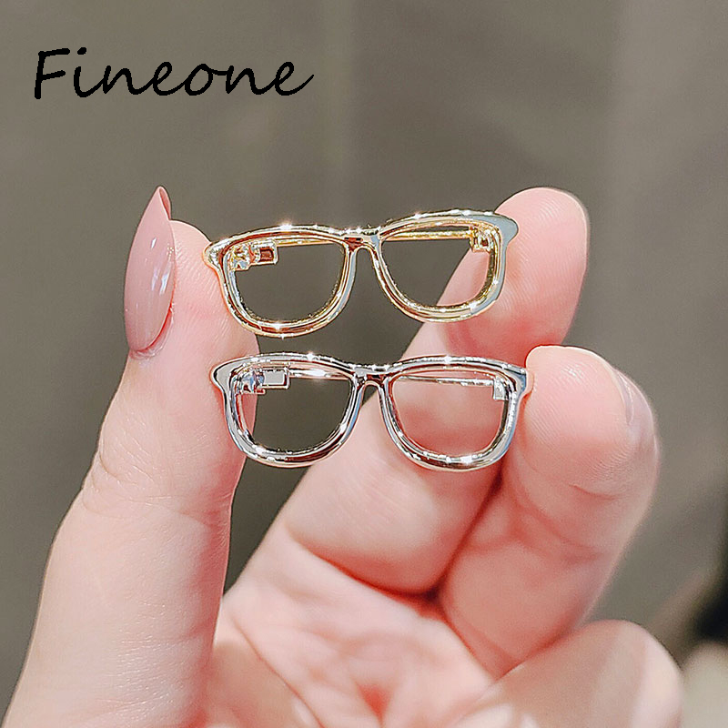 Cute Glasses Brooches Korean Fashion Men's Suit Shirt Collar Pins Female Sweater Corsage Badge Luxury Jewelry Accessories