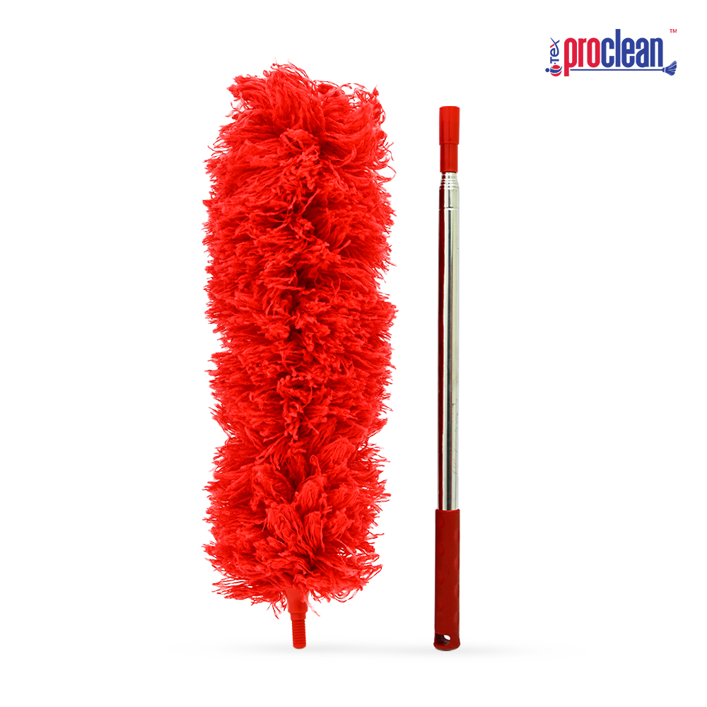 Proclean Telescopic Microfiber Feather Duster LD-1909, Extendable Duster Washable, Flexible Head for Cleaning Fans, Blinds, Cobwebs, Cars Wet or Dry Use. 