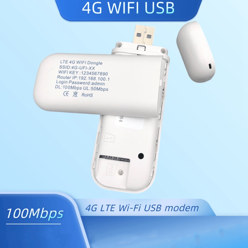 100Mbps 4G LTE USB Wifi Modem 4G USB Dongle Car Wifi Router Lte 4G WiFi Dongle Network Adaptor with Sim...