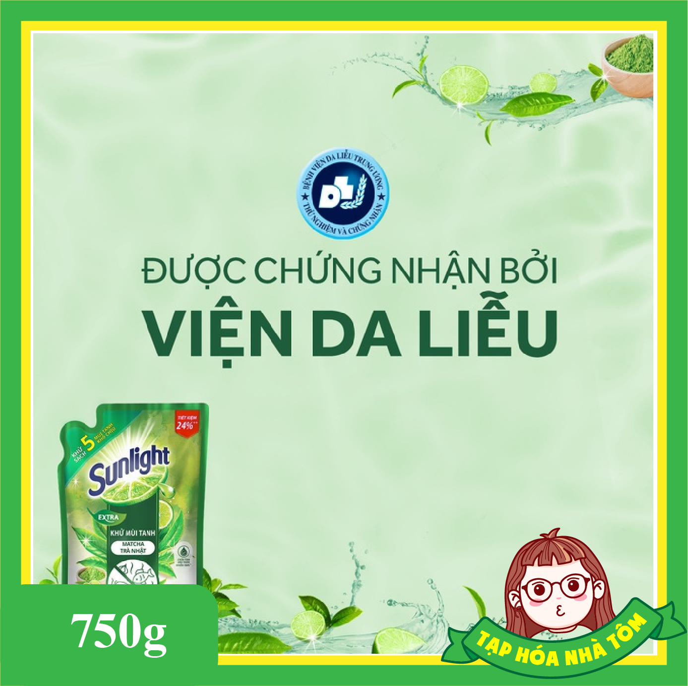 Nước rửa chén Sunlight Matcha Trà xanh Dạng túi 750G