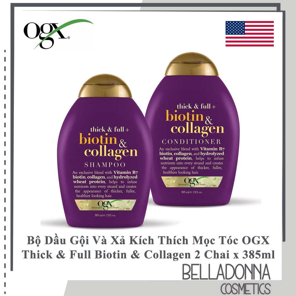 Dầu Gội Kích Thích Mọc Tóc OGX Thick & Full Biotin & Collagen Shampoo 385ml