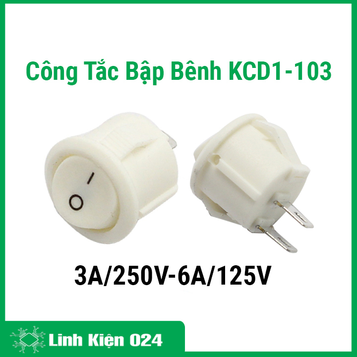 Công Tắc Tròn Nhỏ Màu Trắng Bập Bênh KCD1-103
