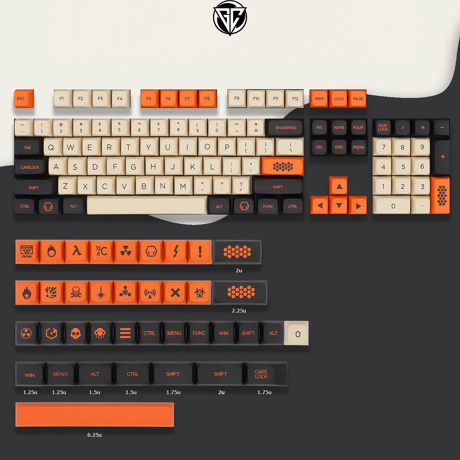 Keycap Carbon XDA 142 nút bàn phím cơ Thick PBT