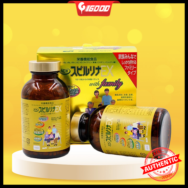 Tảo vàng Spirulina EX Nhật Bản (1 set 2 lọ, mỗi lọ 1000 viên)