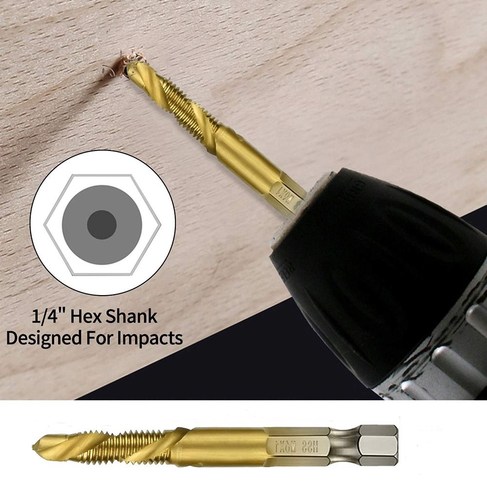 Petiyouza hợp chất tap rãnh Vít Bit Vít Máy tarô mũi khoan Tap khoan bit mạ titan Shank tap mũi khoan chuôi lục giác