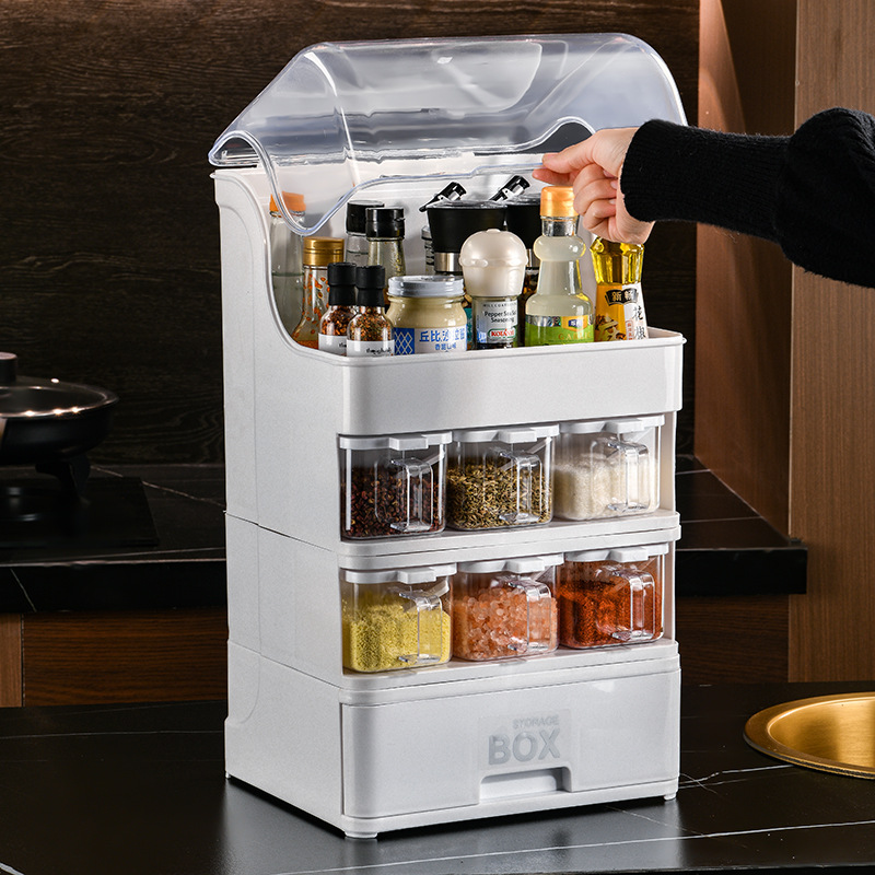 Kitchen multifunctional seasoning storage box integrated shelf home seasoning box combination set