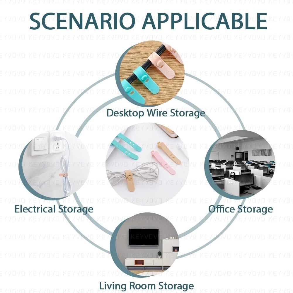 5Pcs Silicone Reusable Cable Ties Data Cable Storage Charging Cable Strap Winder Computer Cable Fixing Wire Organizer