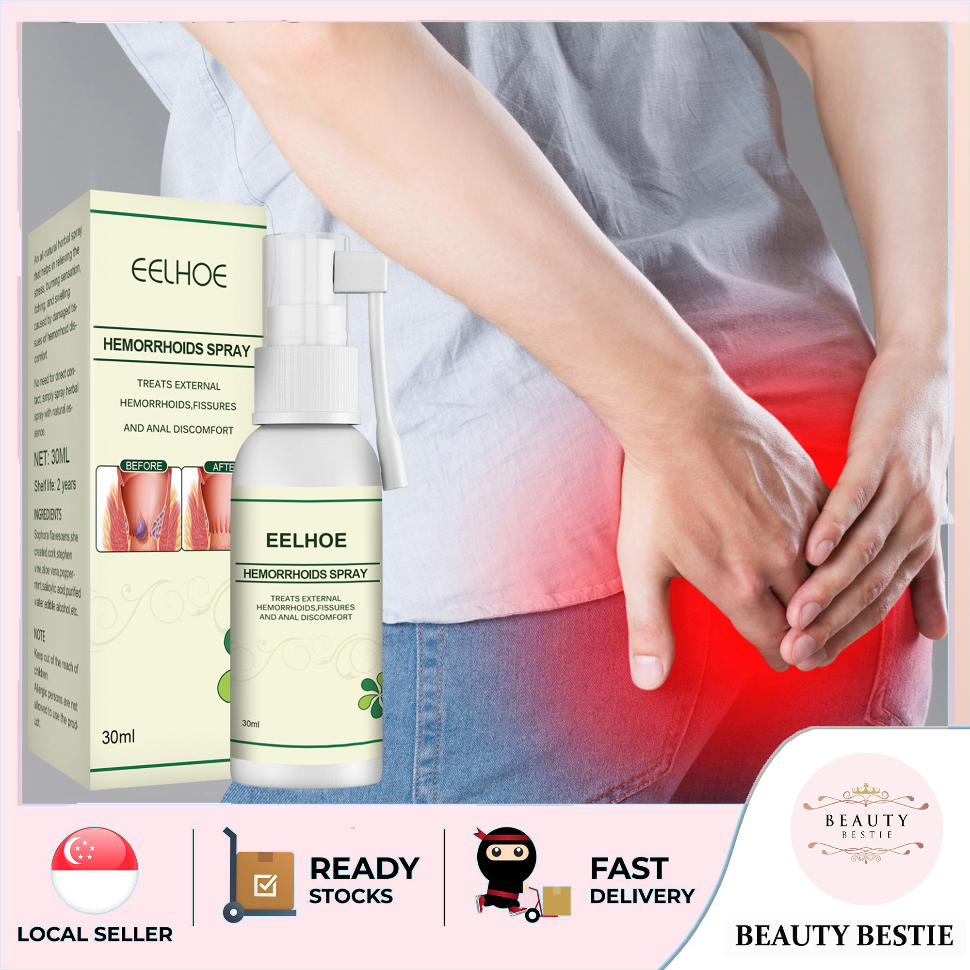 *EELHOE* NATURAL HERBAL HEMORRHOIDS SPRAY (30ML) ORIGINAL PLANT HERBAL