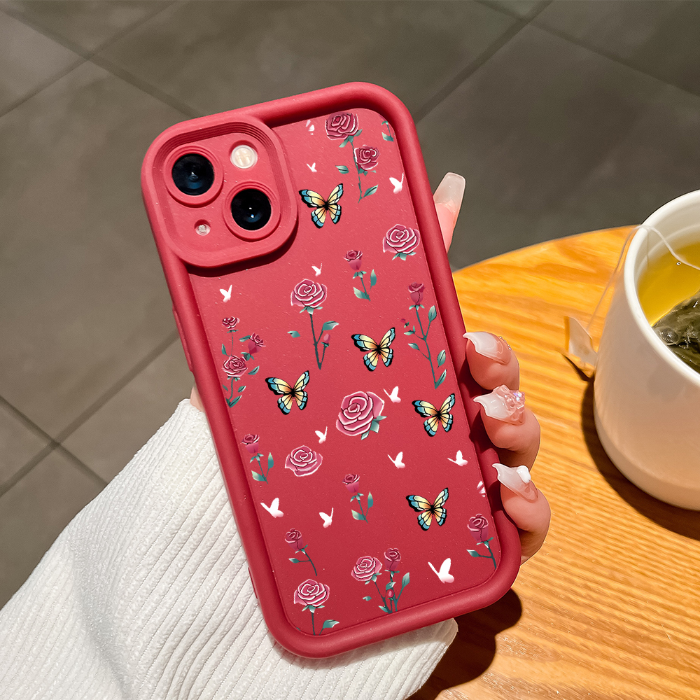 ZCSIBORUI for Vivo Y28 4G Back Cover Rose Flower+Butterfly Pattern Soft Silicone Square Ladder Phone Case. 